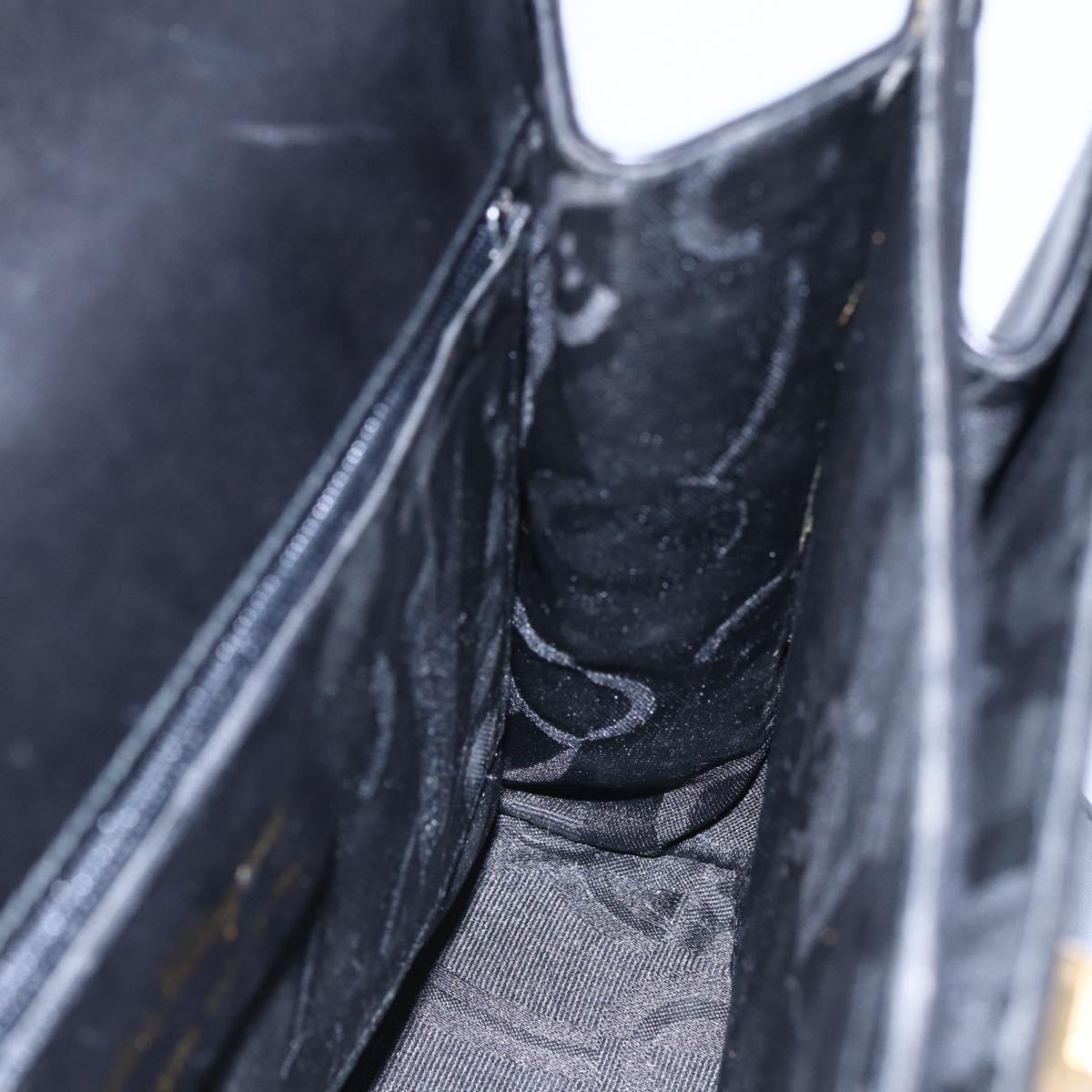 Salvatore Ferragamo Gancini Hand Bag Leather Gold Black Auth 150953