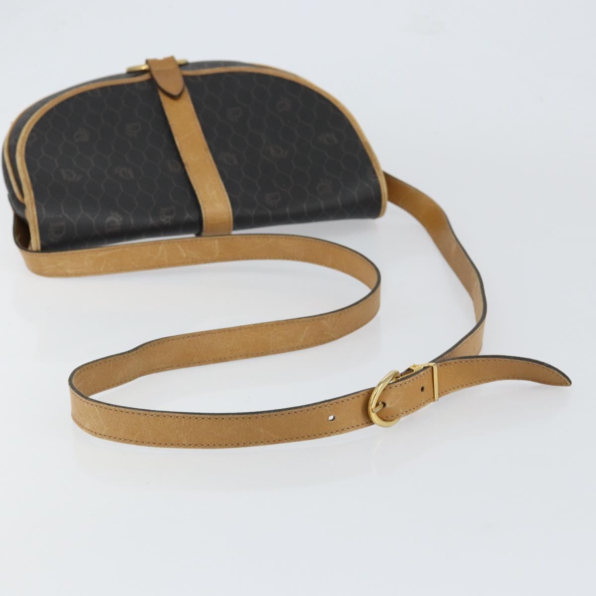 Christian Dior Honeycomb Canvas Shoulder Bag PVC Black gold Auth 150955