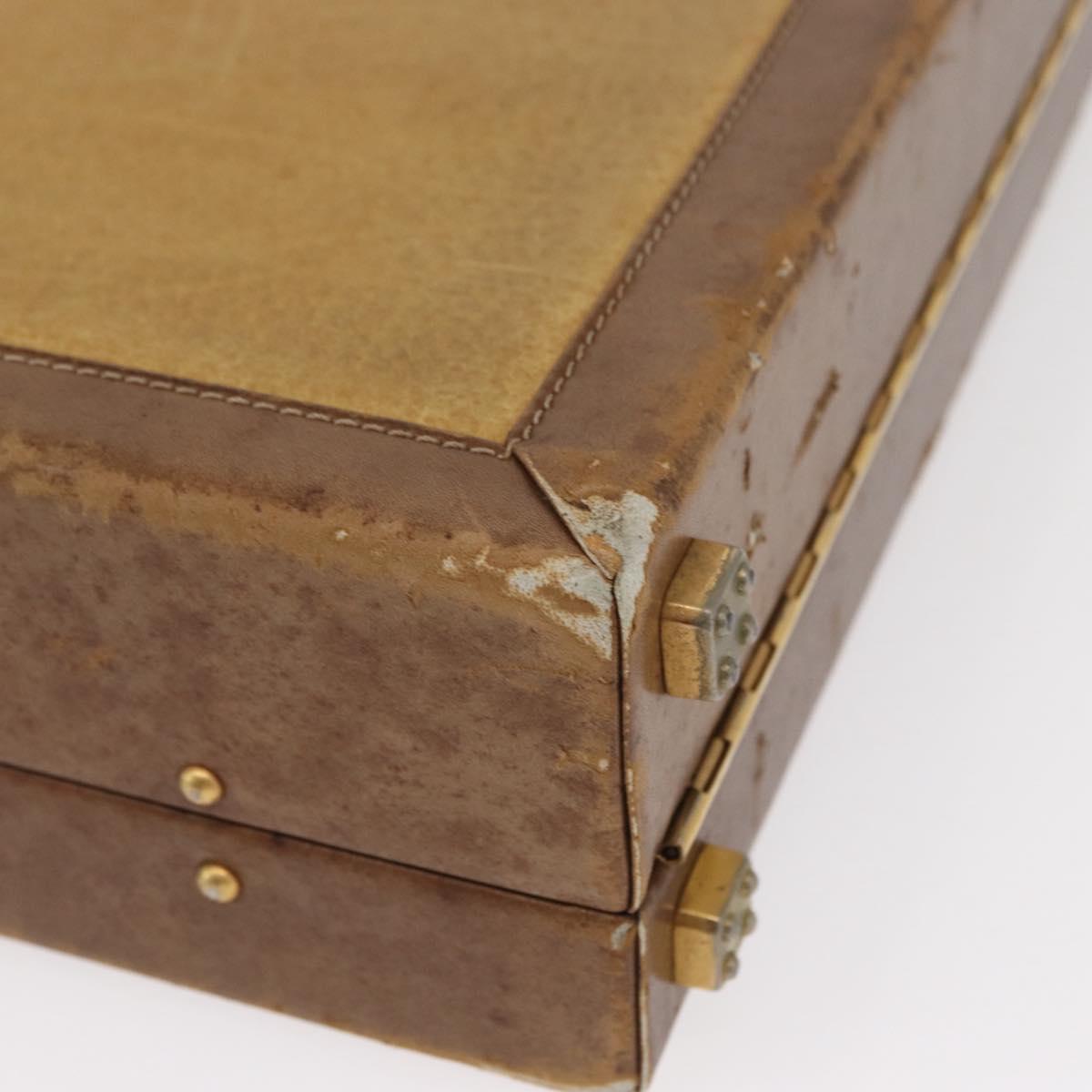 LOEWE Anagram Attache Case Hand Bag Leather Beige Auth 150956