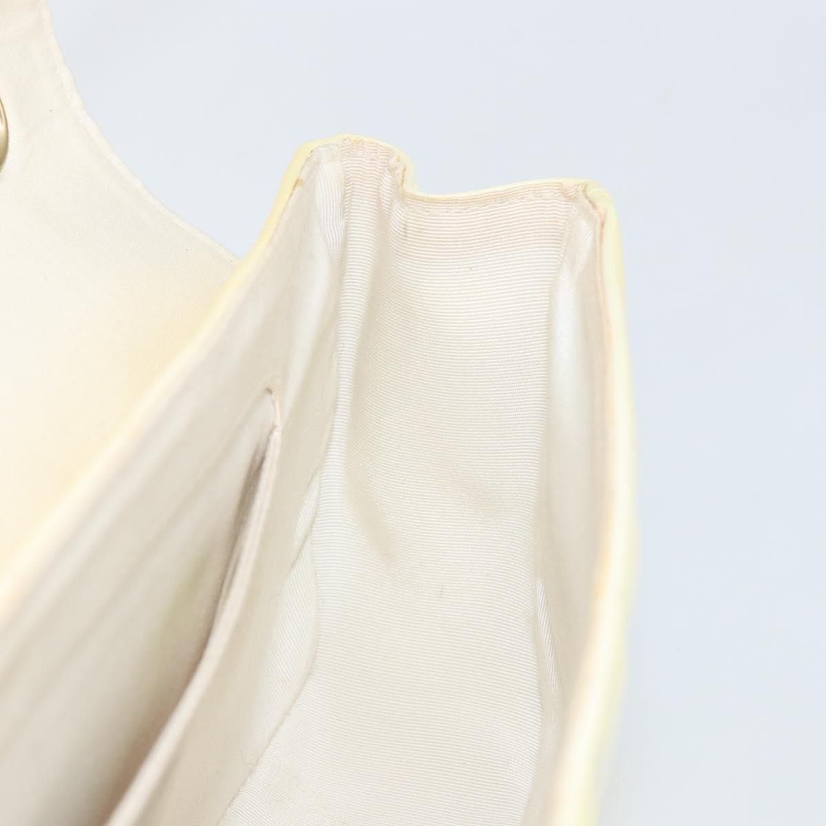 CHANEL Chain V Stitch Shoulder Bag Patent leather White Gold CC Auth 150967