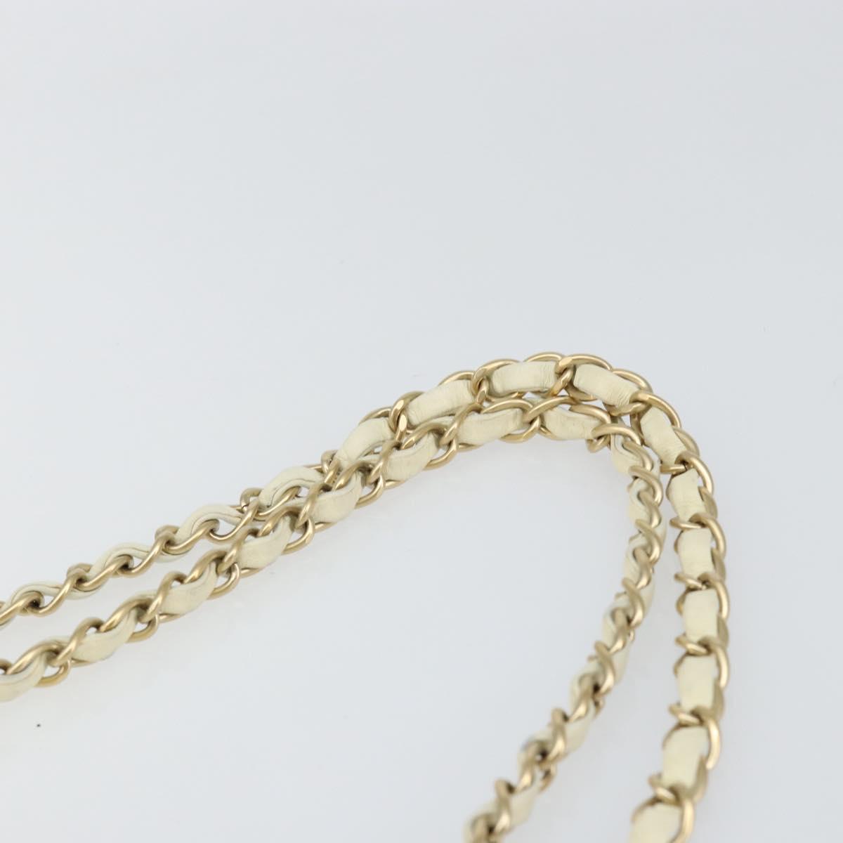 CHANEL Chain V Stitch Shoulder Bag Patent leather White Gold CC Auth 150967