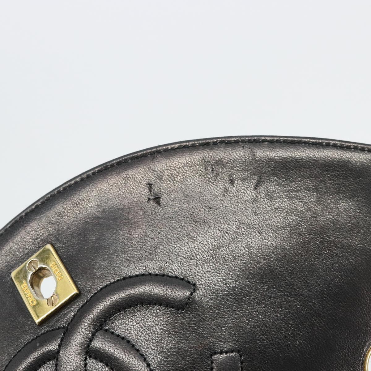 CHANEL Matelasse Chain Shoulder Bag Lamb Skin Black Gold CC Auth 150968