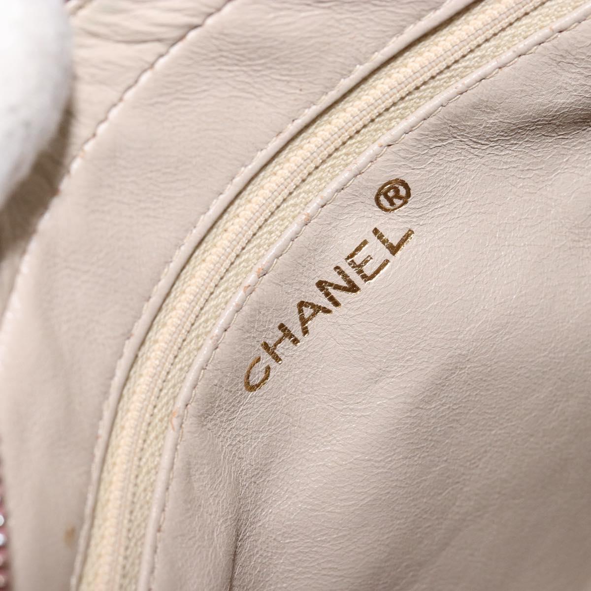 CHANEL Matelasse Chain Shoulder Bag Lamb Skin Pink Gold CC Auth 150982