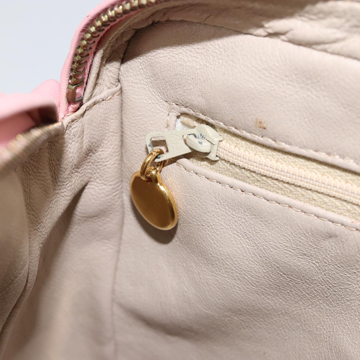 CHANEL Matelasse Chain Shoulder Bag Lamb Skin Pink Gold CC Auth 150982