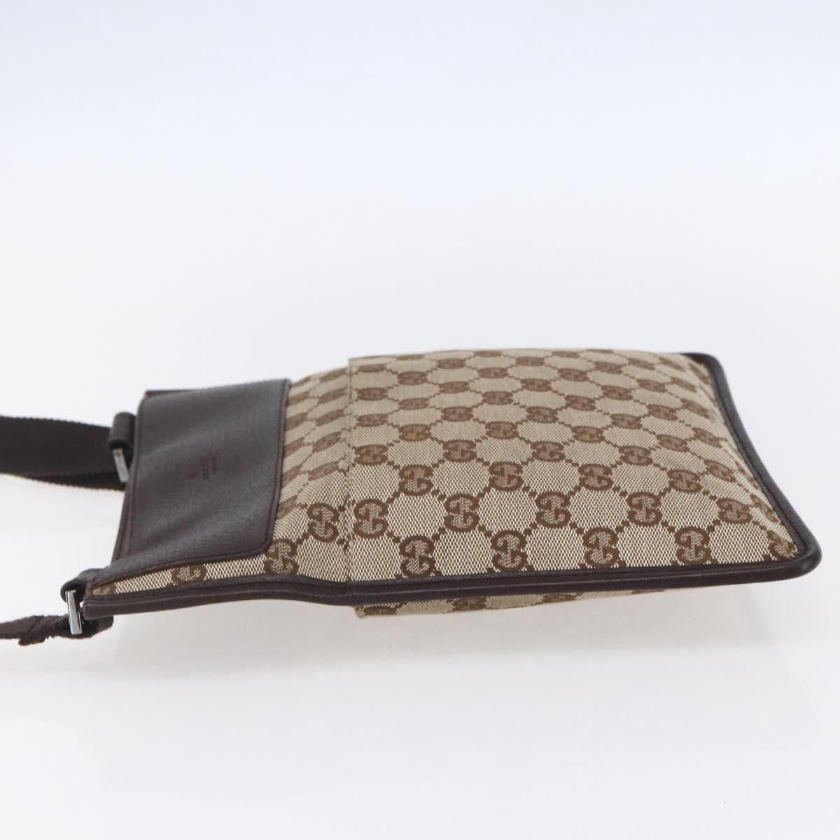 GUCCI GG Canvas Shoulder Bag Beige Silver 27639 Auth 150997