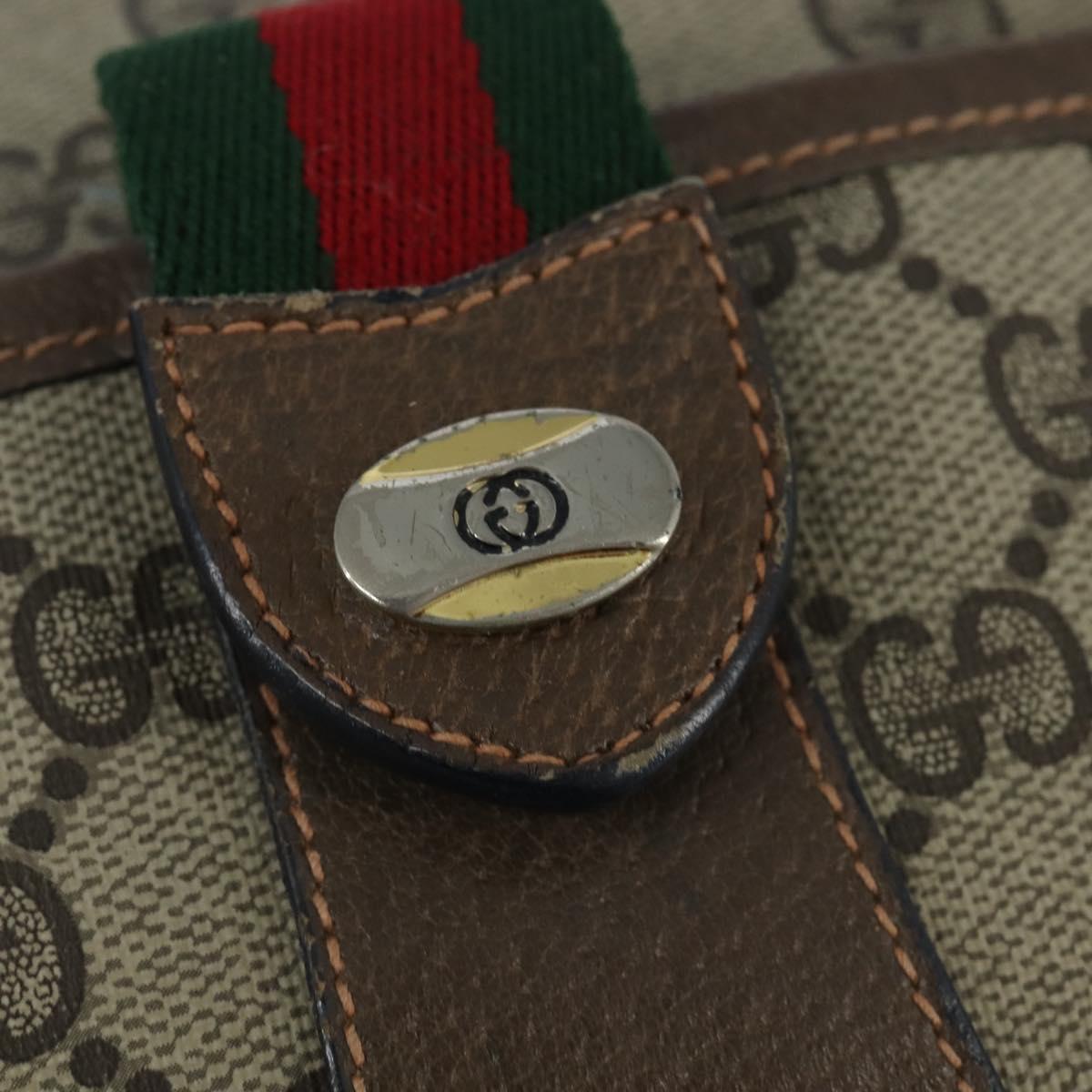 GUCCI GG Supreme Web Sherry Line Bag PVC Beige Gold 89 02 032 Auth 150998