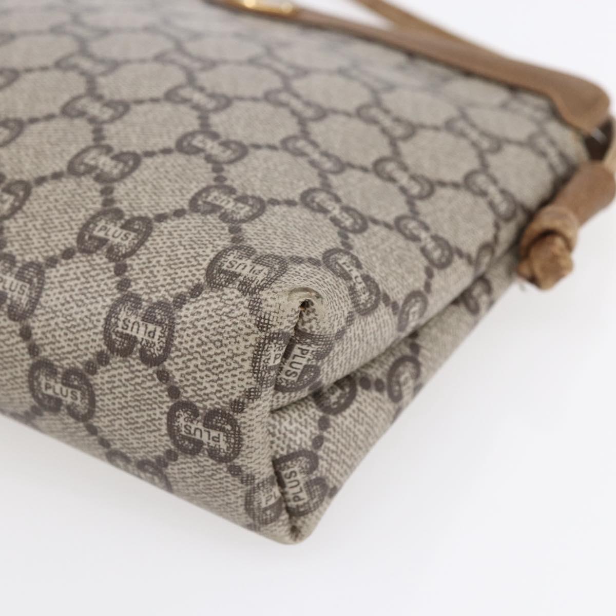 GUCCI GG Plus Supreme Shoulder Bag PVC Leather Beige Gold Auth 150999