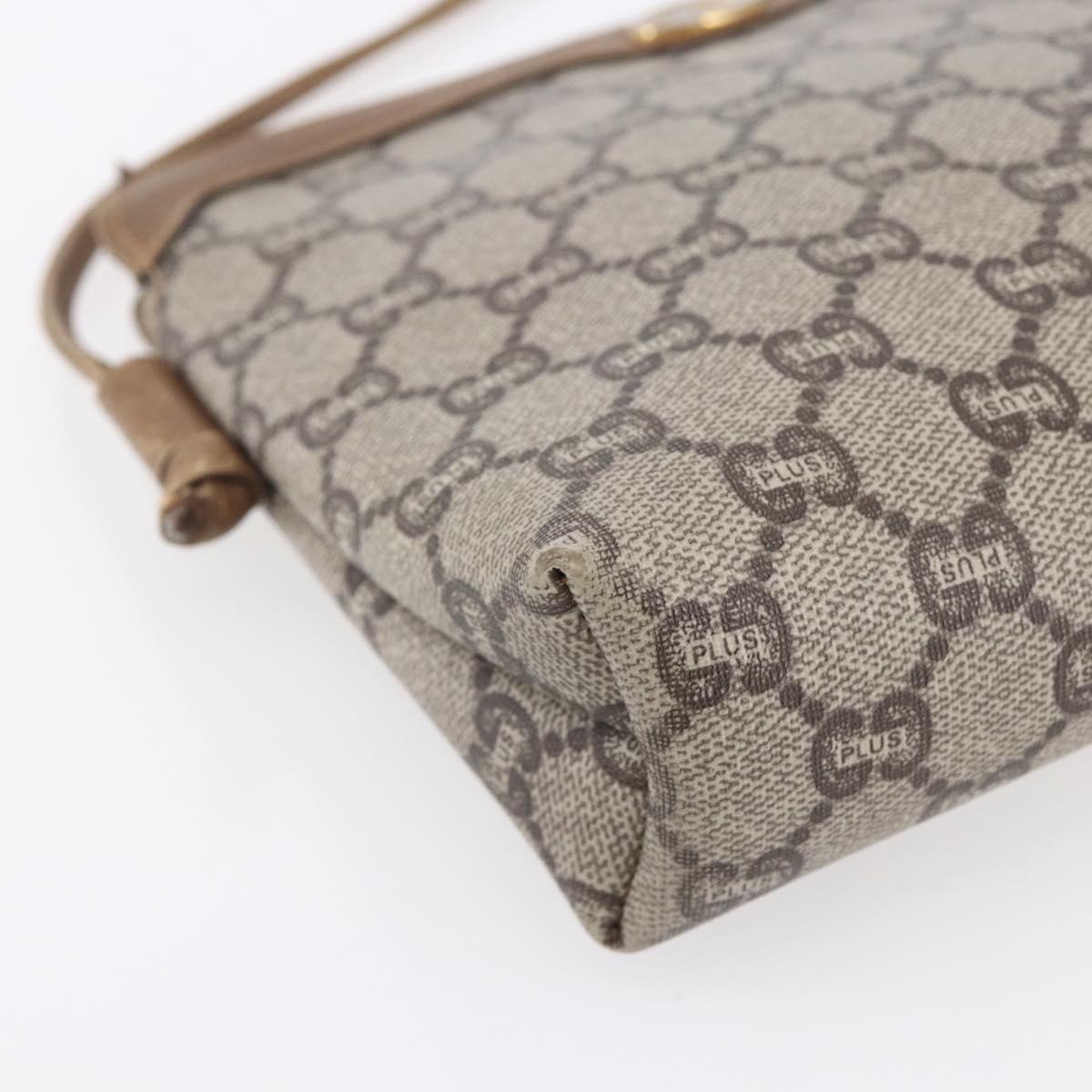 GUCCI GG Plus Supreme Shoulder Bag PVC Leather Beige Gold Auth 150999