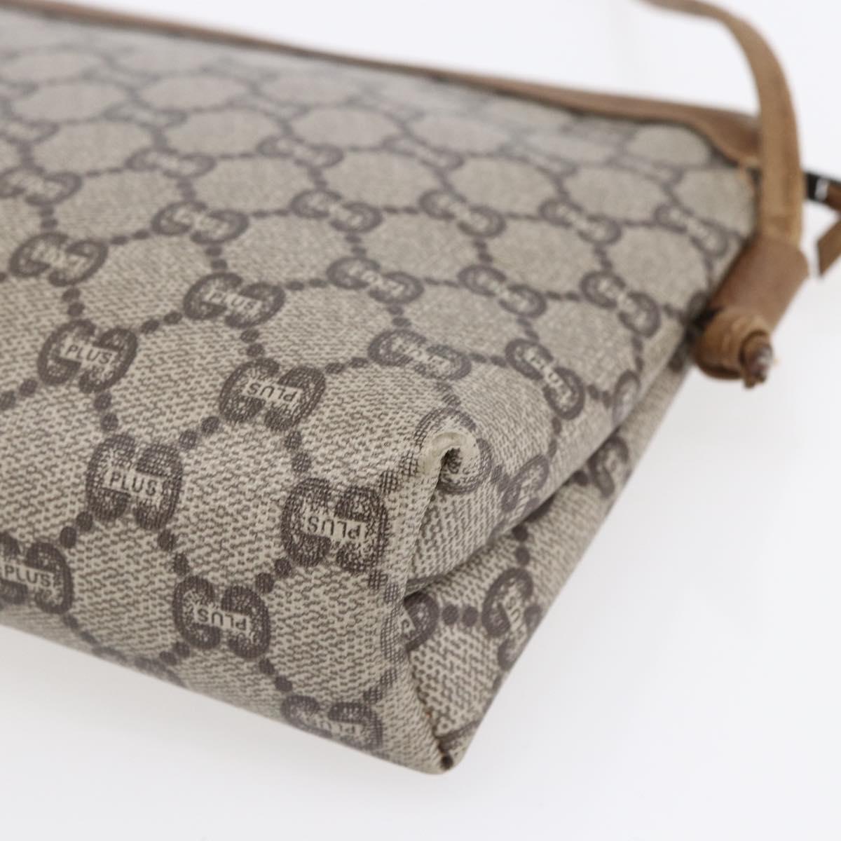 GUCCI GG Plus Supreme Shoulder Bag PVC Leather Beige Gold Auth 150999
