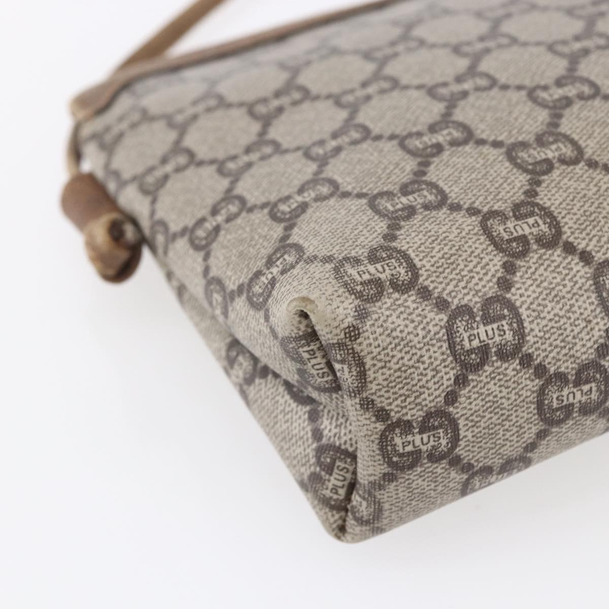 GUCCI GG Plus Supreme Shoulder Bag PVC Leather Beige Gold Auth 150999