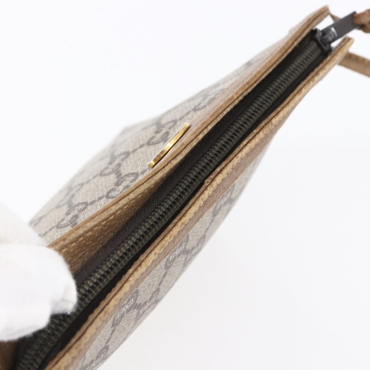 GUCCI GG Plus Supreme Shoulder Bag PVC Leather Beige Gold Auth 150999