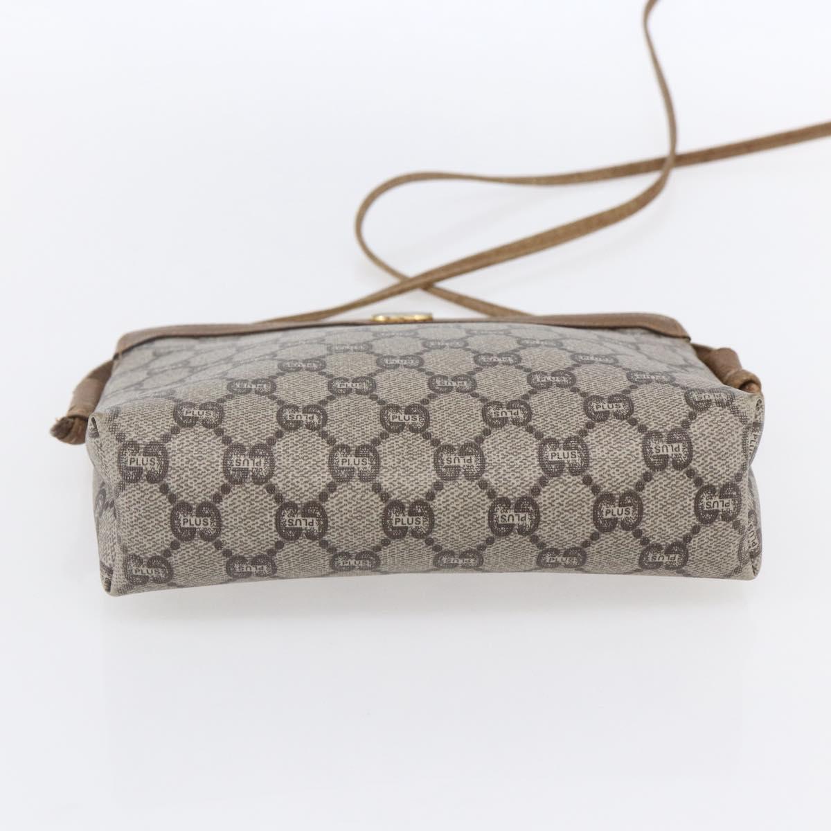 GUCCI GG Plus Supreme Shoulder Bag PVC Leather Beige Gold Auth 150999