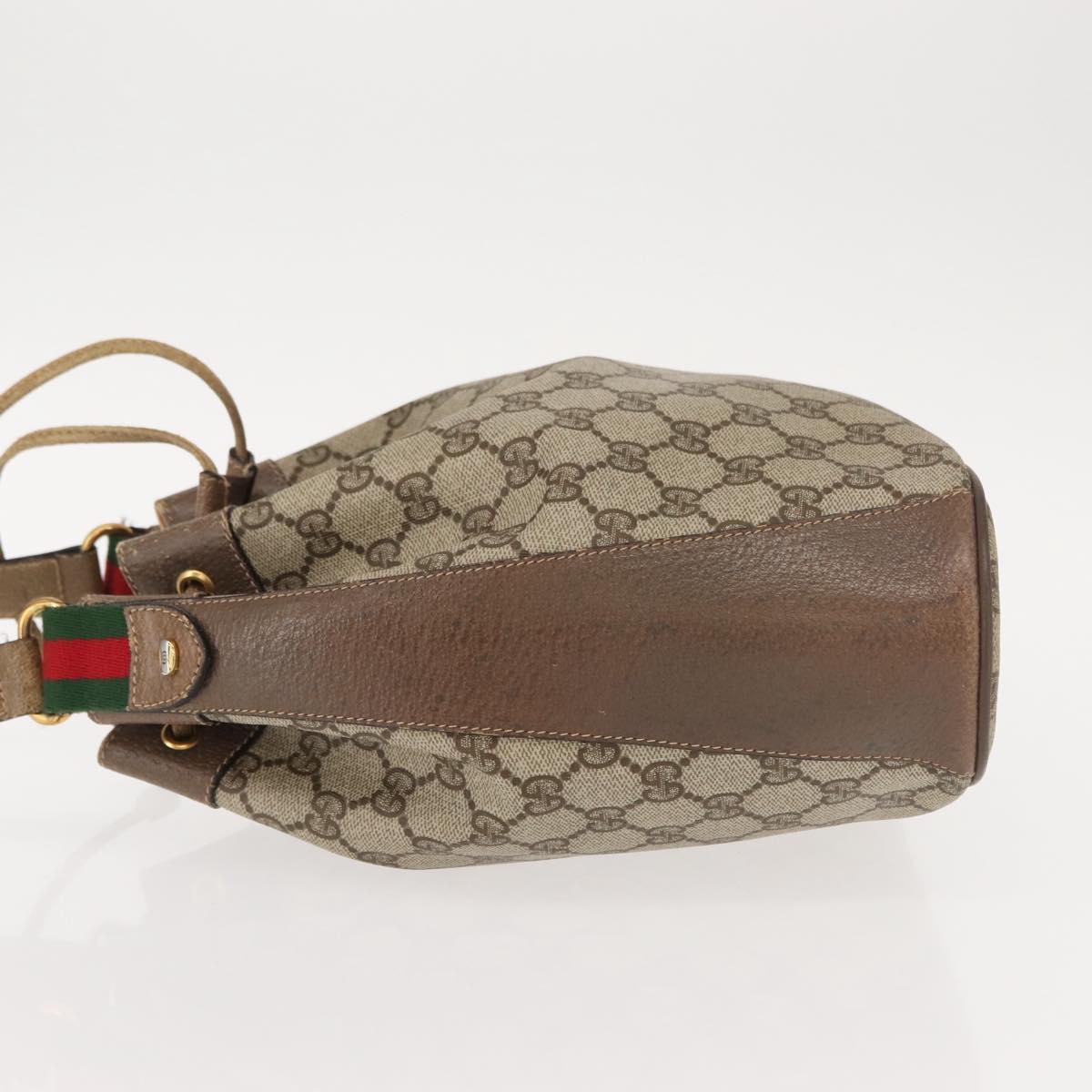 GUCCI GG Supreme Web Sherry Line Bag PVC Beige Gold 41 02 034 Auth 151000