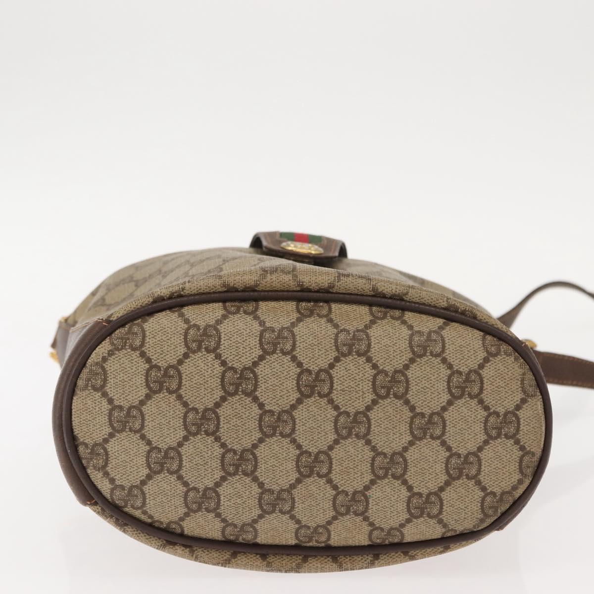GUCCI GG Supreme Web Sherry Line Bag PVC Beige Gold 40 02 081 Auth 151001