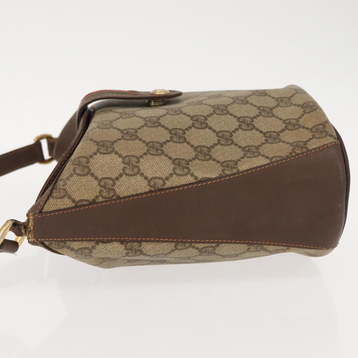 GUCCI GG Supreme Web Sherry Line Bag PVC Beige Gold 40 02 081 Auth 151001