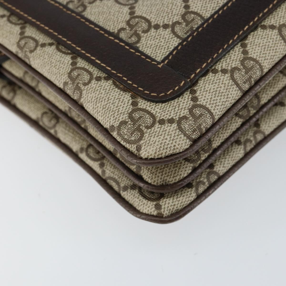 GUCCI GG Supreme Web Sherry Line Bag PVC Beige Gold 14 01 4085 Auth 151002