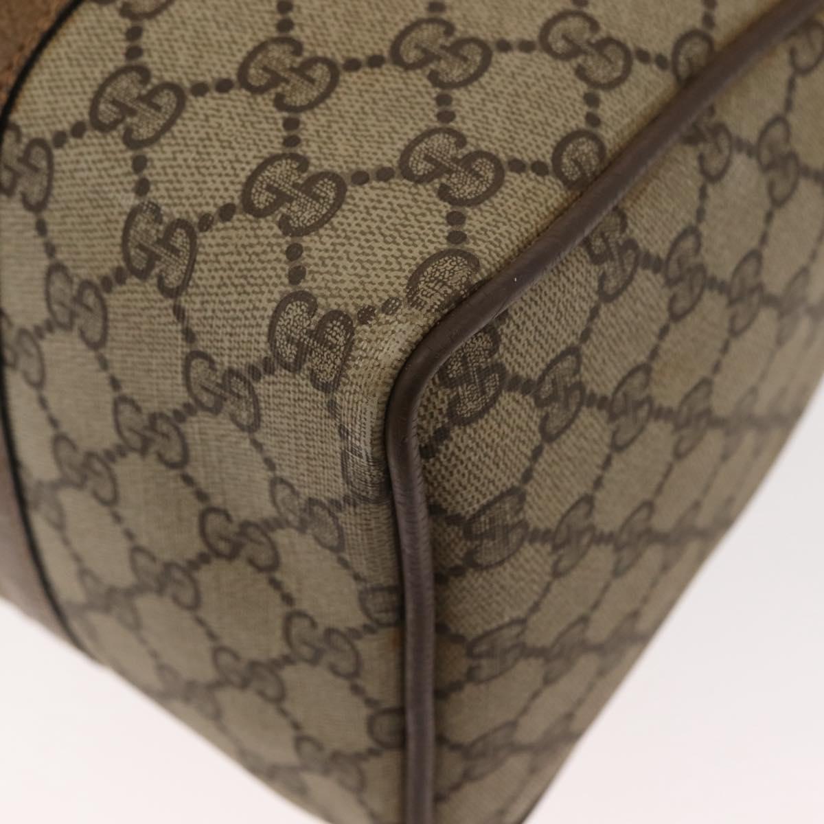 GUCCI GG Supreme Web Sherry Line Boston Bag PVC Beige Gold 39 02 007 Auth 151003