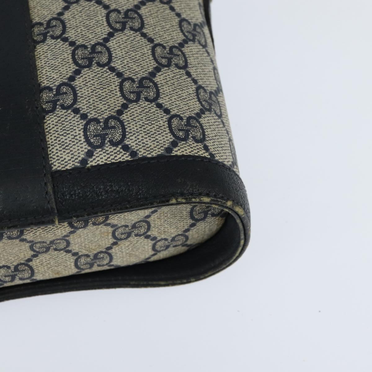 GUCCI GG Supreme Sherry Line Shoulder Bag PVC Navy Gold 904 02 070 Auth 151004