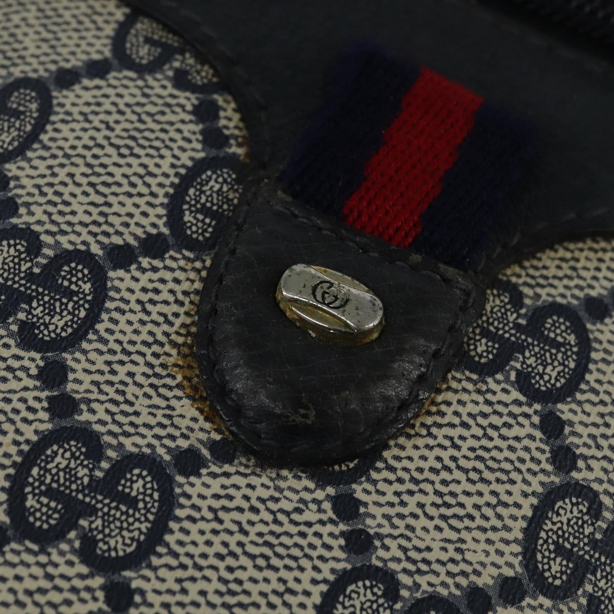 GUCCI GG Supreme Sherry Line Shoulder Bag PVC Navy Gold 904 02 070 Auth 151004