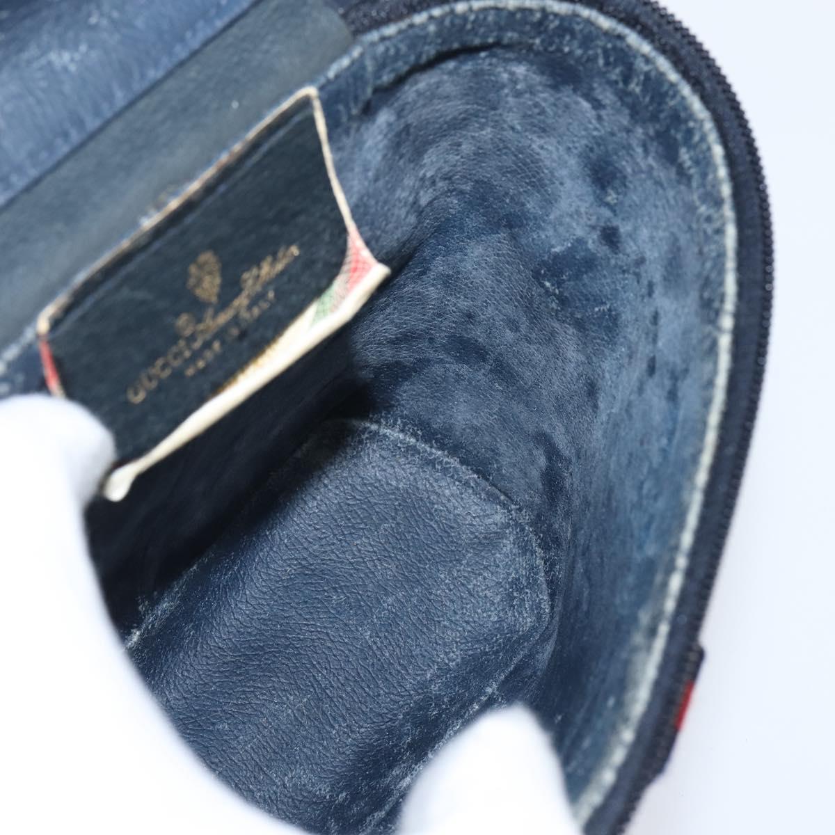 GUCCI GG Supreme Sherry Line Shoulder Bag PVC Navy Gold 904 02 070 Auth 151004