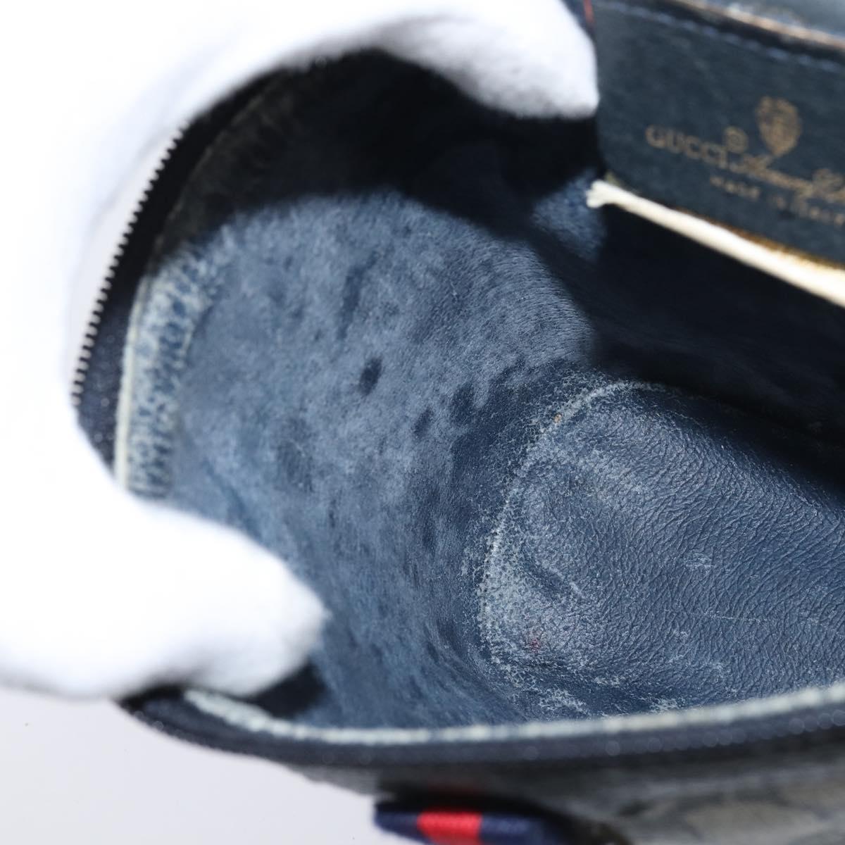 GUCCI GG Supreme Sherry Line Shoulder Bag PVC Navy Gold 904 02 070 Auth 151004