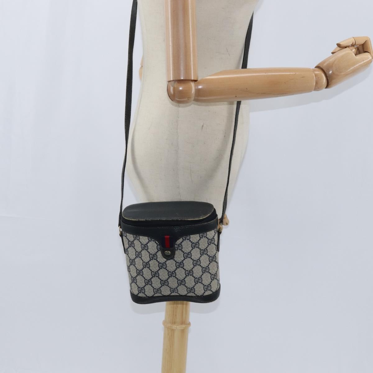 GUCCI GG Supreme Sherry Line Shoulder Bag PVC Navy Gold 904 02 070 Auth 151004