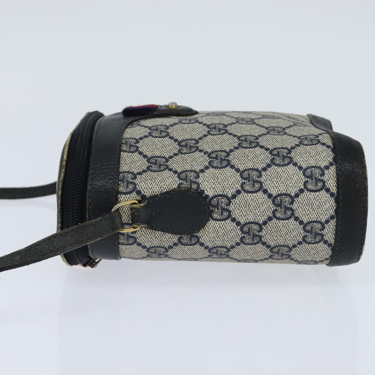 GUCCI GG Supreme Sherry Line Shoulder Bag PVC Navy Gold 904 02 070 Auth 151004