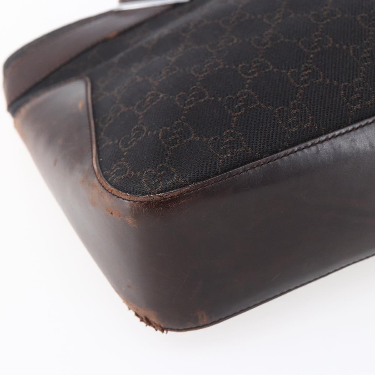 GUCCI GG Canvas Hand Bag Dark Brown Gold 73983 Auth 151009