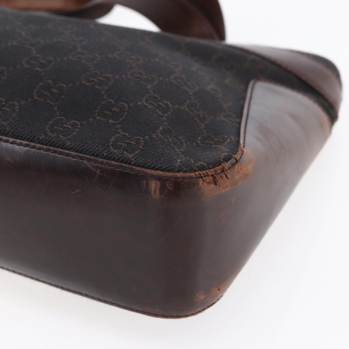 GUCCI GG Canvas Hand Bag Dark Brown Gold 73983 Auth 151009