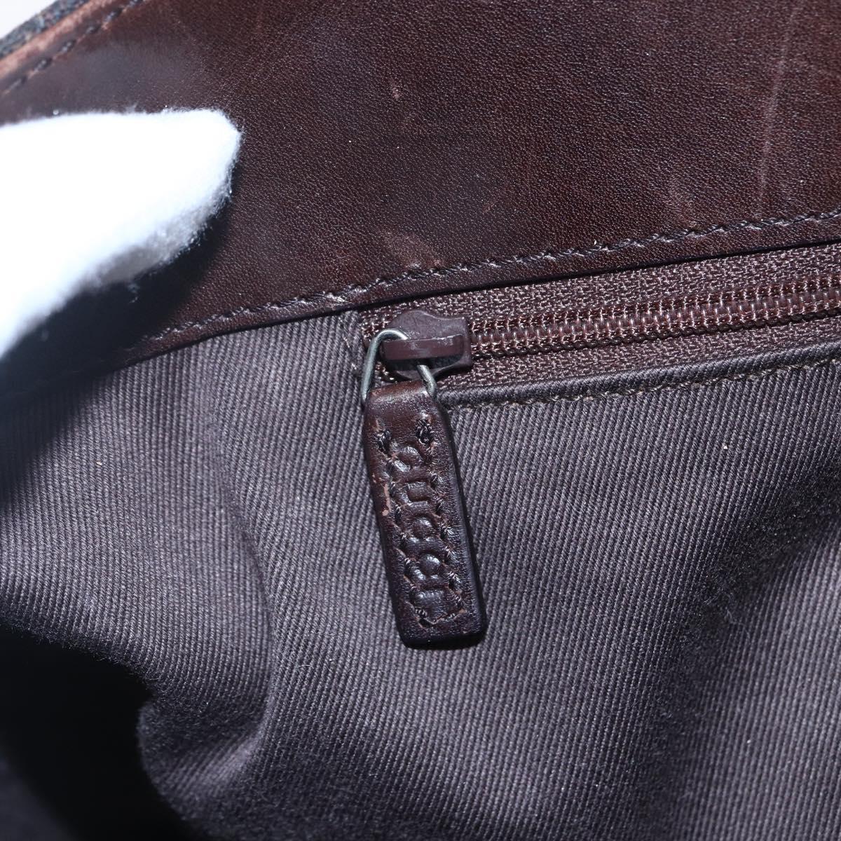 GUCCI GG Canvas Hand Bag Dark Brown Gold 73983 Auth 151009