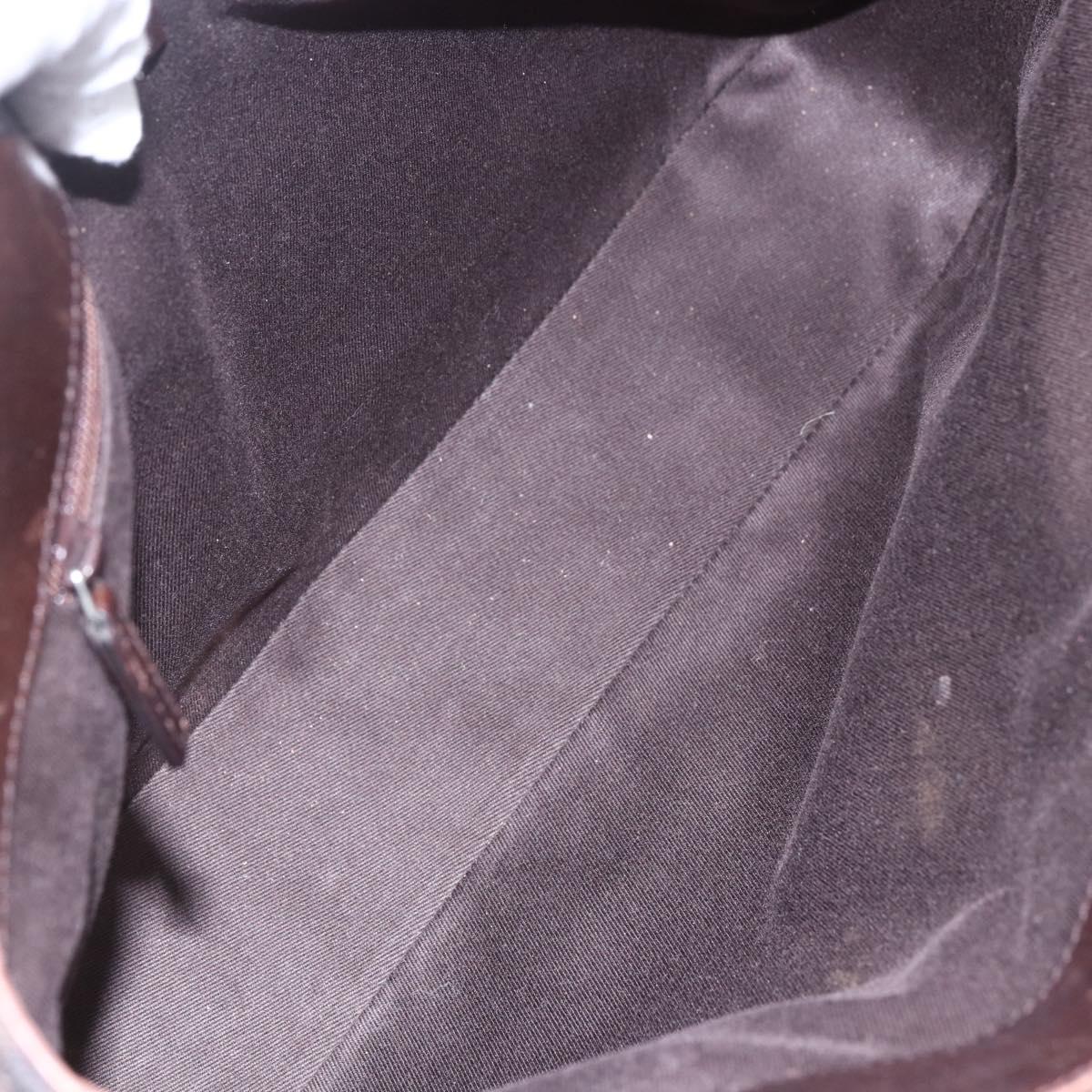 GUCCI GG Canvas Hand Bag Dark Brown Gold 73983 Auth 151009