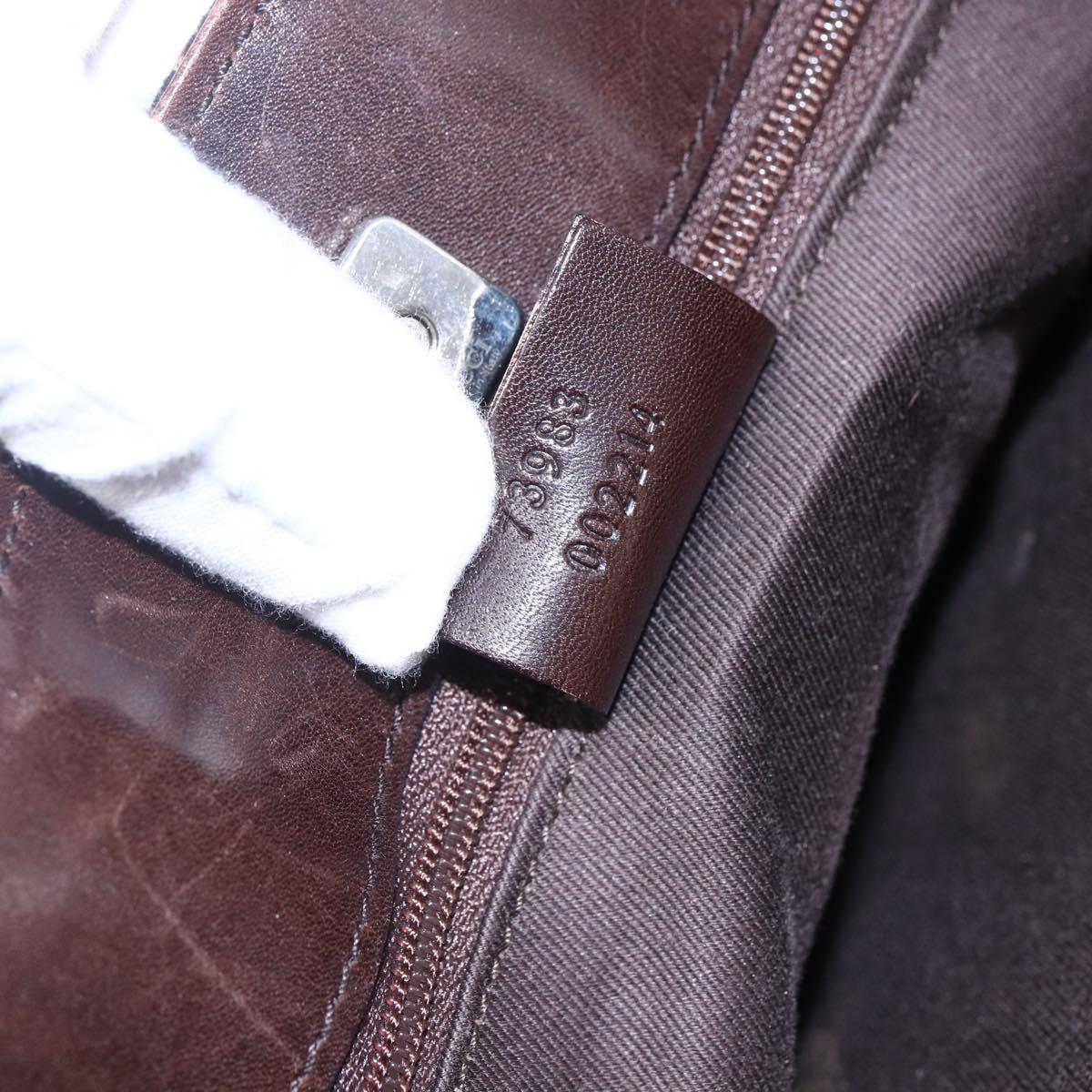 GUCCI GG Canvas Hand Bag Dark Brown Gold 73983 Auth 151009