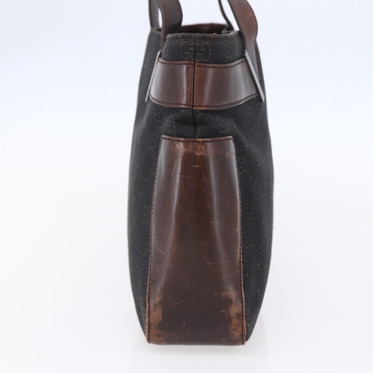 GUCCI GG Canvas Hand Bag Dark Brown Gold 73983 Auth 151009