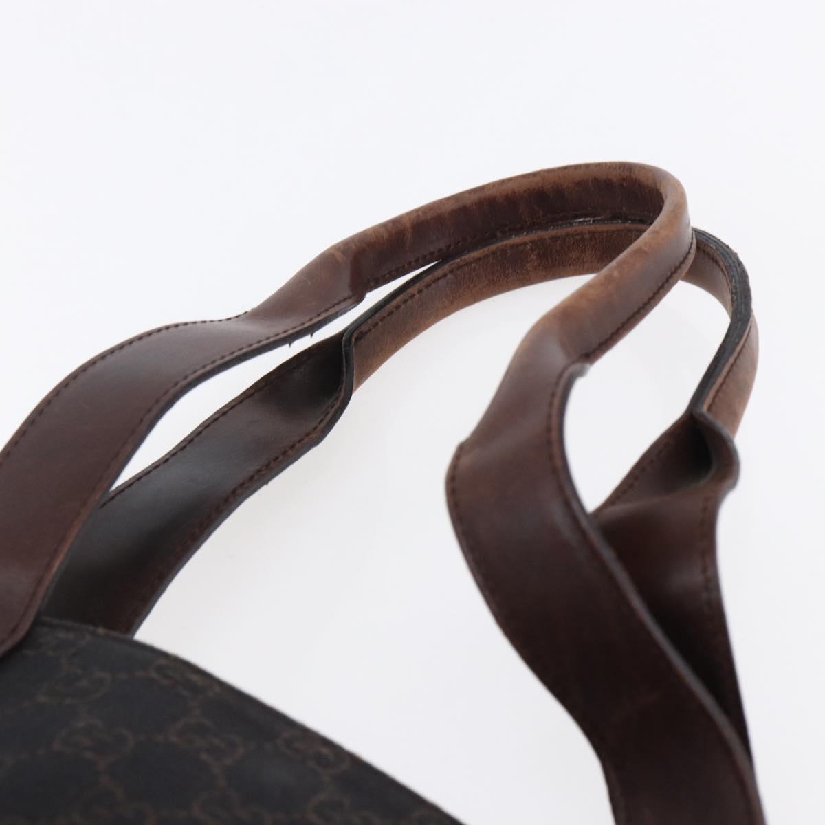 GUCCI GG Canvas Hand Bag Dark Brown Gold 73983 Auth 151009