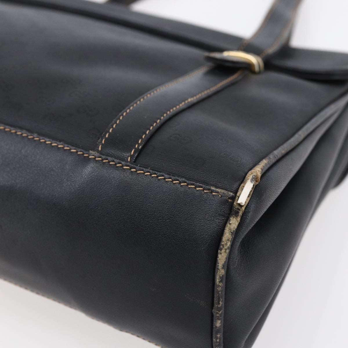 GUCCI Micro GG Supreme Hand Bag PVC Leather Black Gold 000 46 4857 Auth 151011