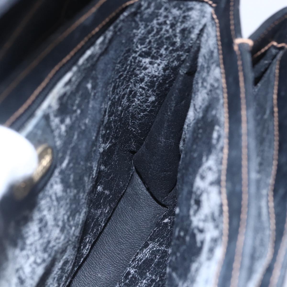 GUCCI Micro GG Supreme Hand Bag PVC Leather Black Gold 000 46 4857 Auth 151011