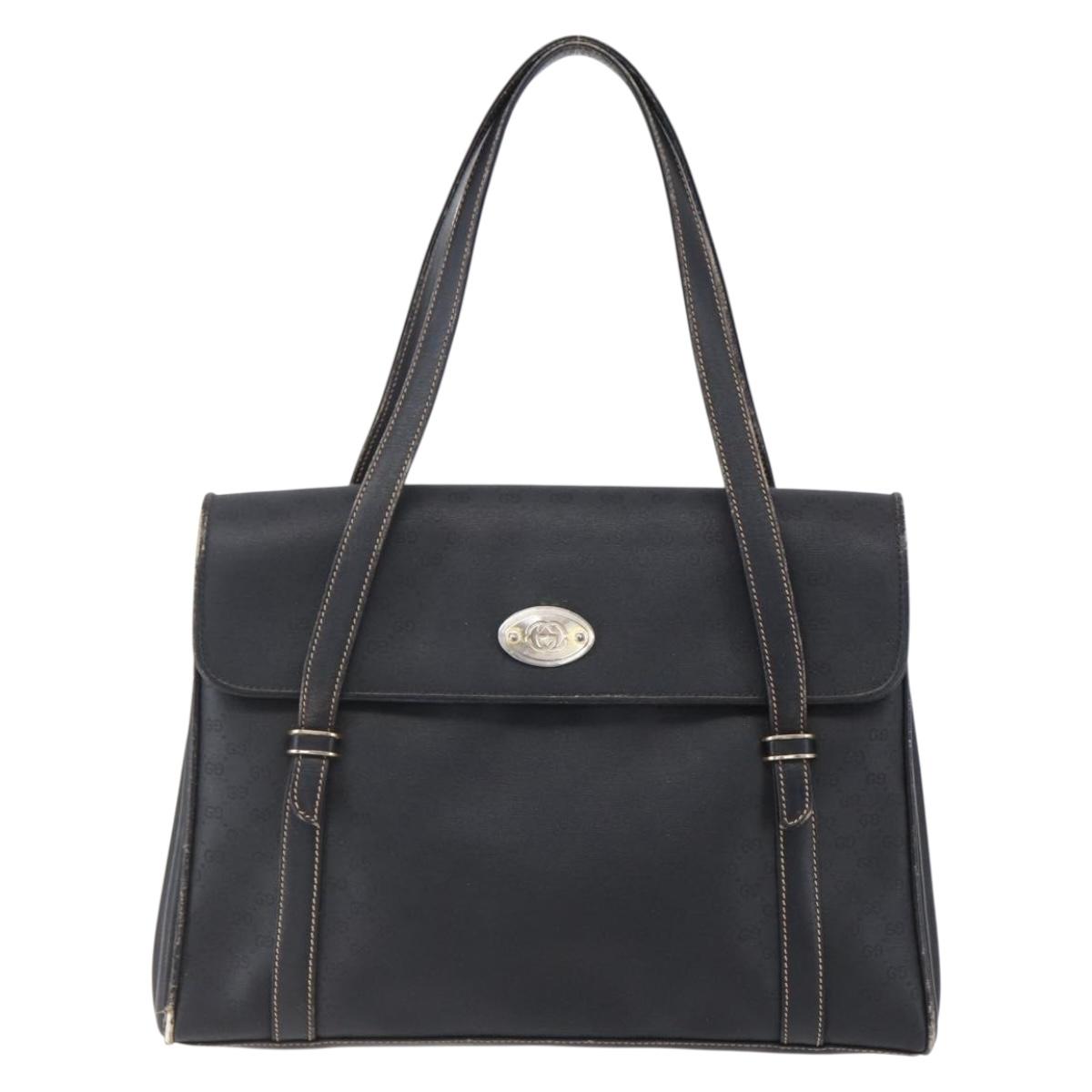 GUCCI Micro GG Supreme Hand Bag PVC Leather Black Gold 000 46 4857 Auth 151011