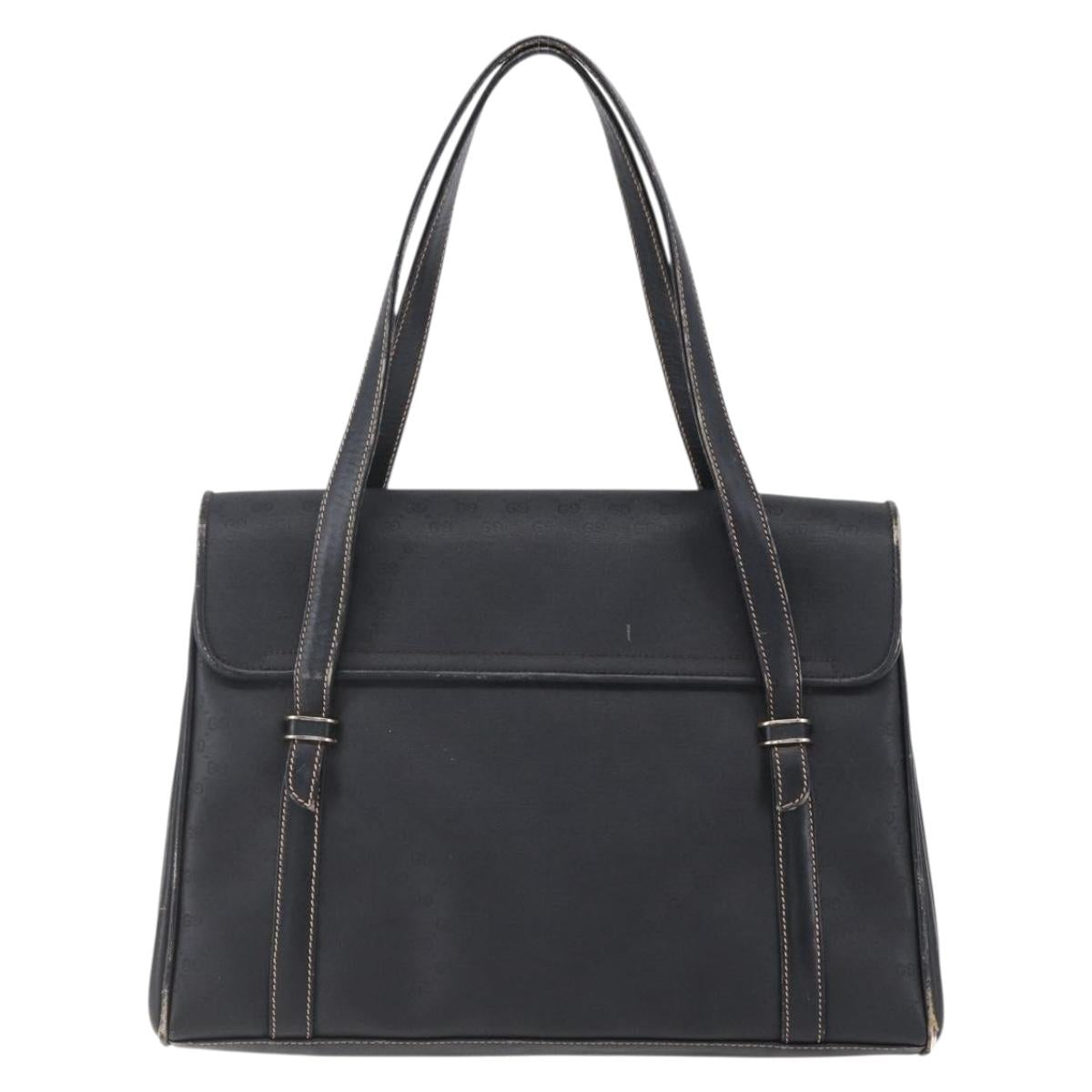 GUCCI Micro GG Supreme Hand Bag PVC Leather Black Gold 000 46 4857 Auth 151011