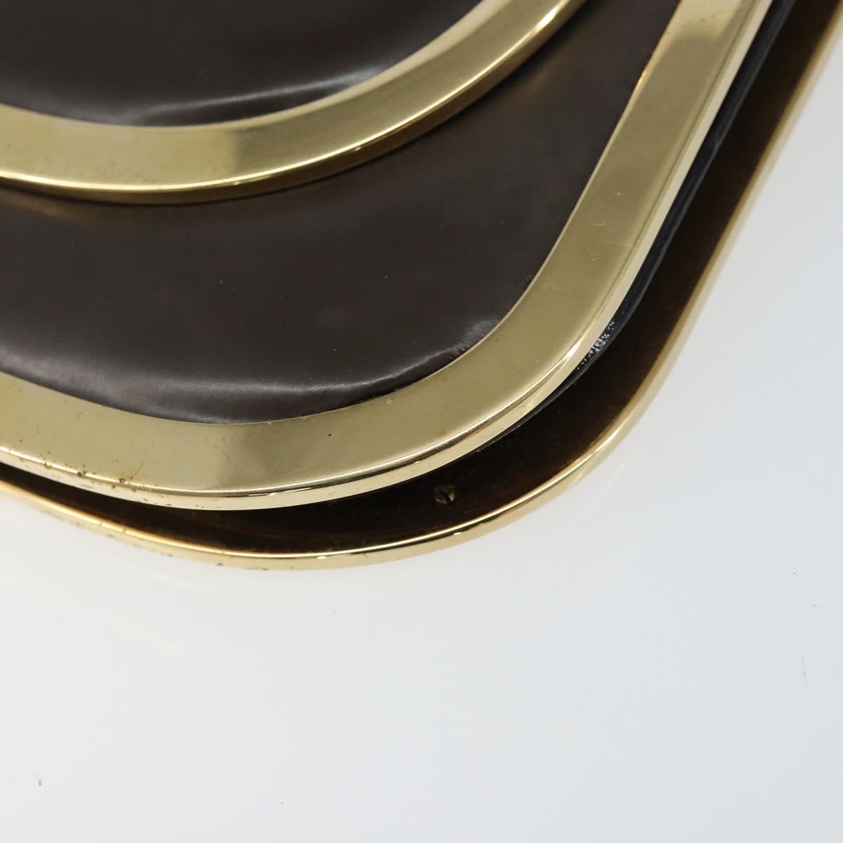 GUCCI Shoulder Bag Enamel Brown Gold Auth 151014