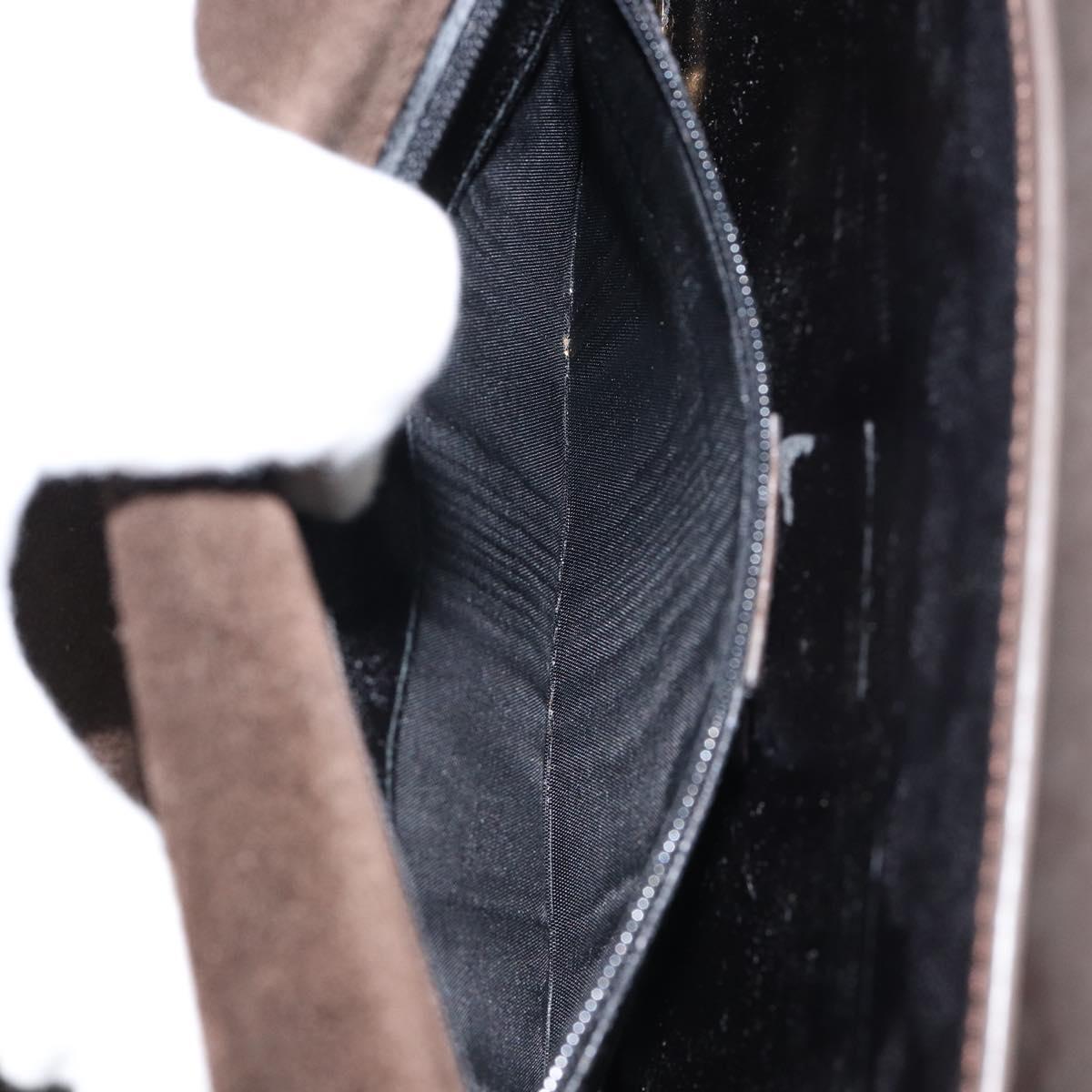 GUCCI Shoulder Bag Enamel Brown Gold Auth 151014