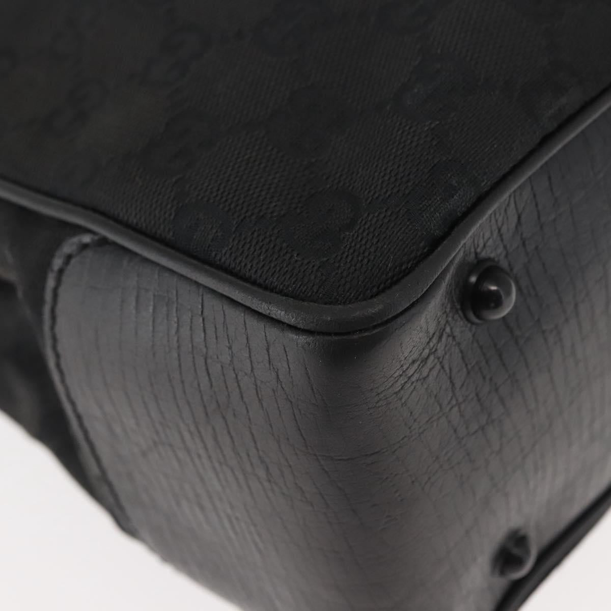 GUCCI GG Canvas Bamboo Tote Bag Black Silver Auth 151015