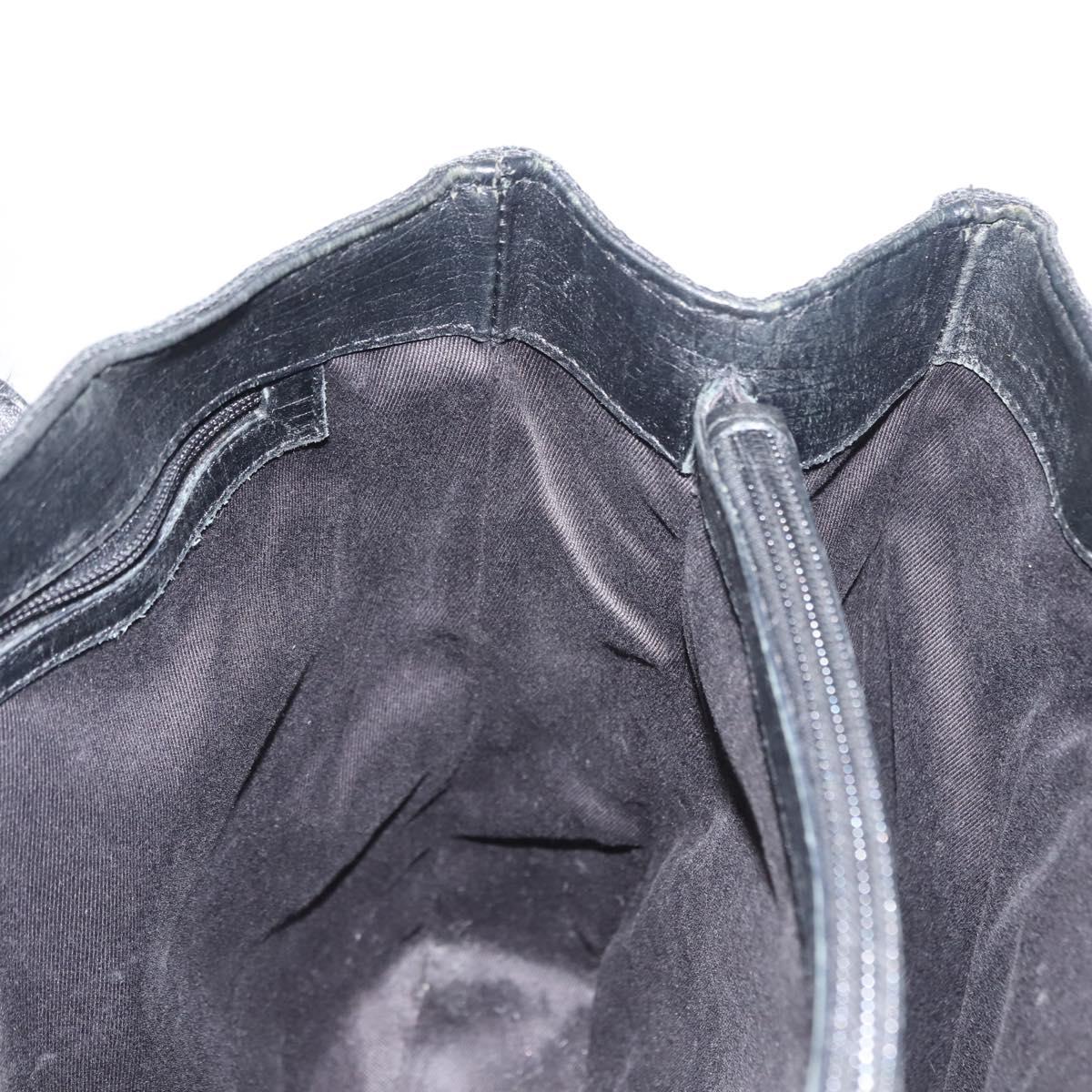 GUCCI GG Canvas Bamboo Tote Bag Black Silver Auth 151015