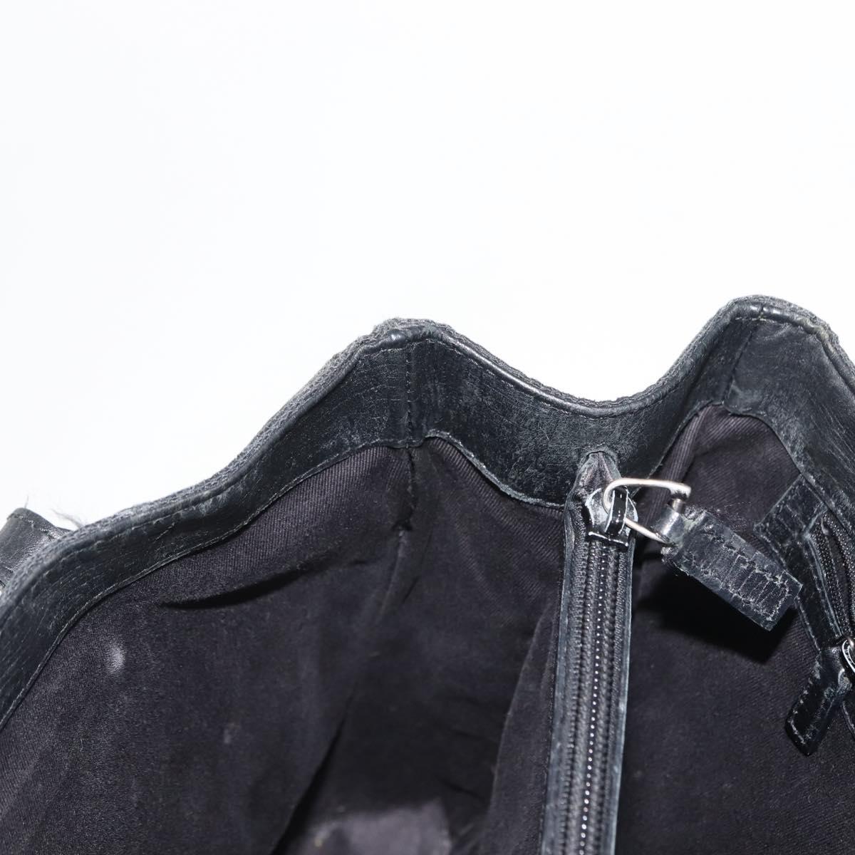 GUCCI GG Canvas Bamboo Tote Bag Black Silver Auth 151015