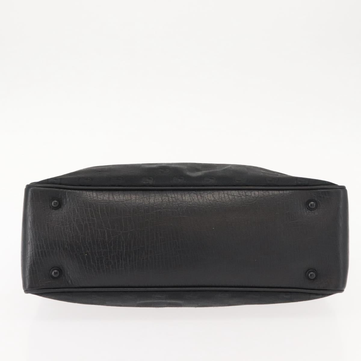 GUCCI GG Canvas Bamboo Tote Bag Black Silver Auth 151015