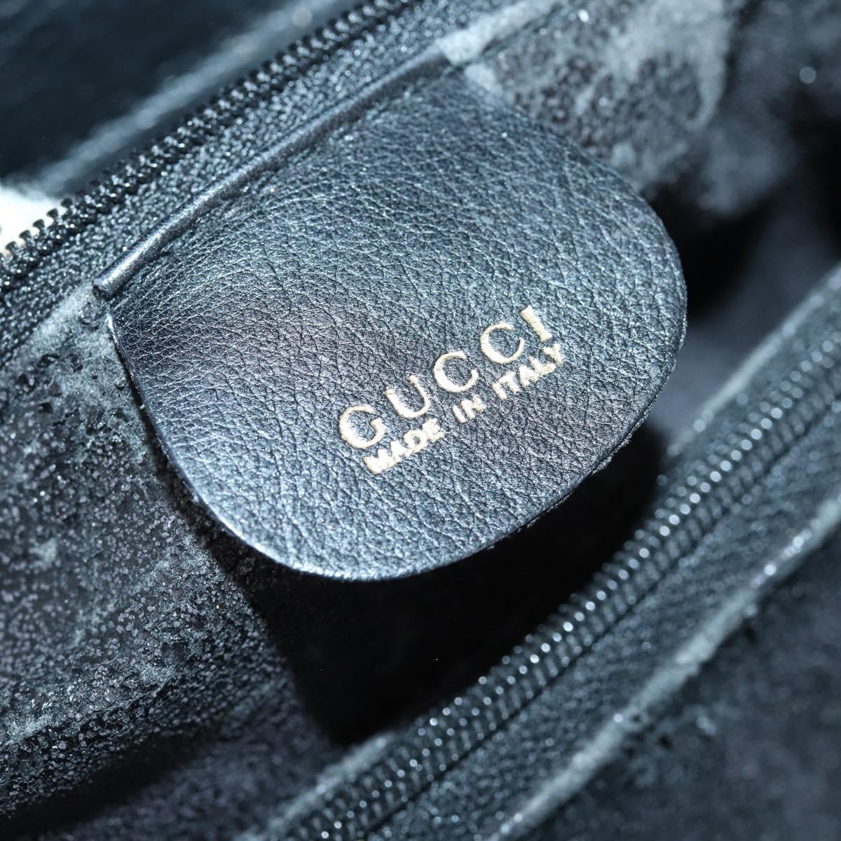 GUCCI Bamboo Hand Bag Leather Black Gold 002 123 0322 Auth 151016