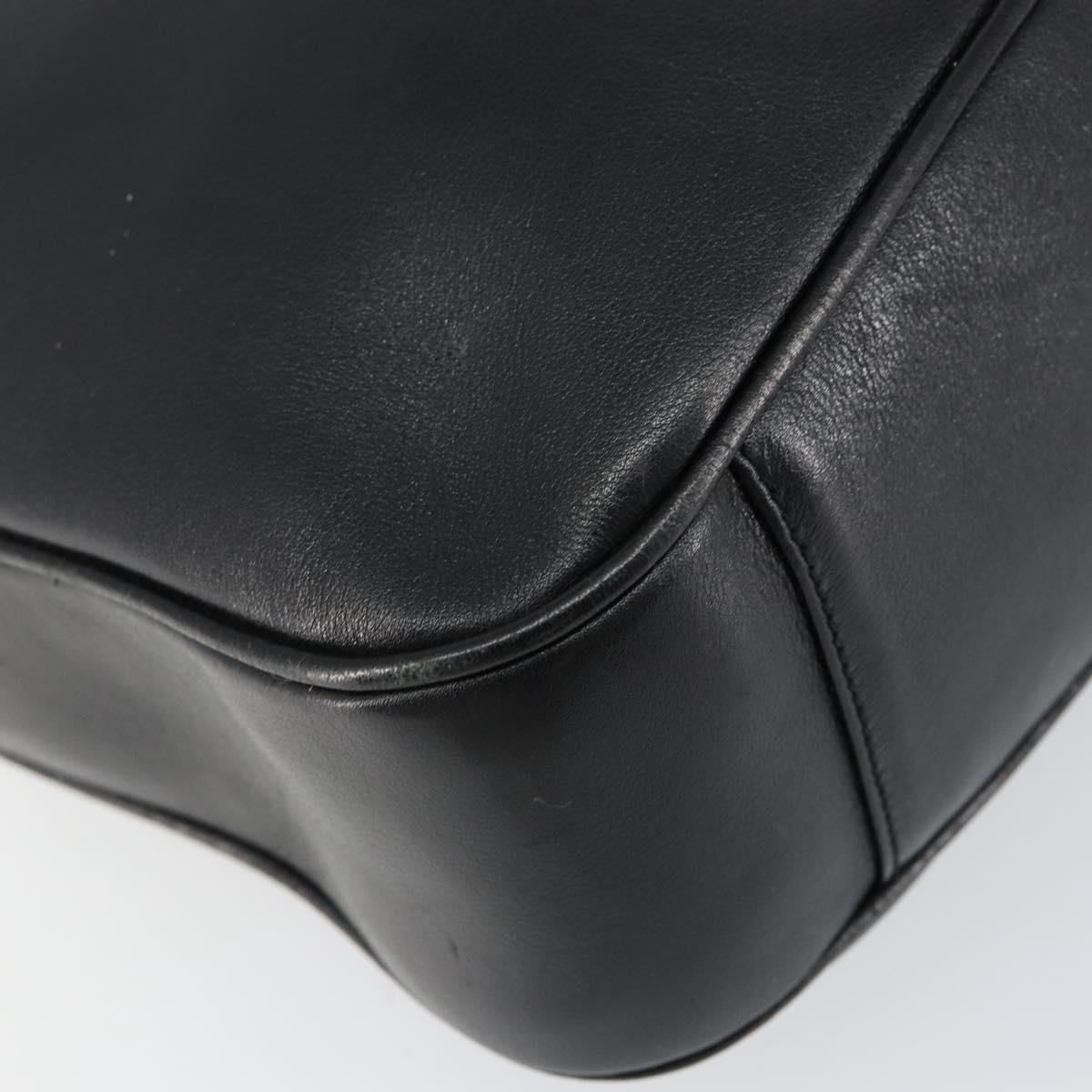 GUCCI Bamboo Shoulder Bag Leather 2way Black Gold 001 0166 1638 Auth 151017