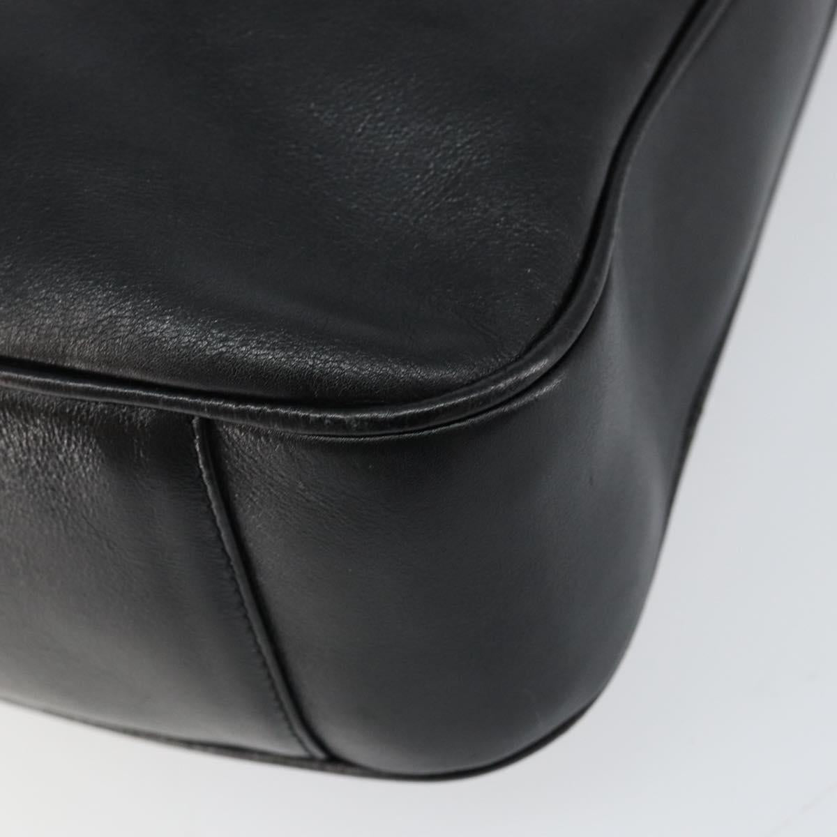 GUCCI Bamboo Shoulder Bag Leather 2way Black Gold 001 0166 1638 Auth 151017