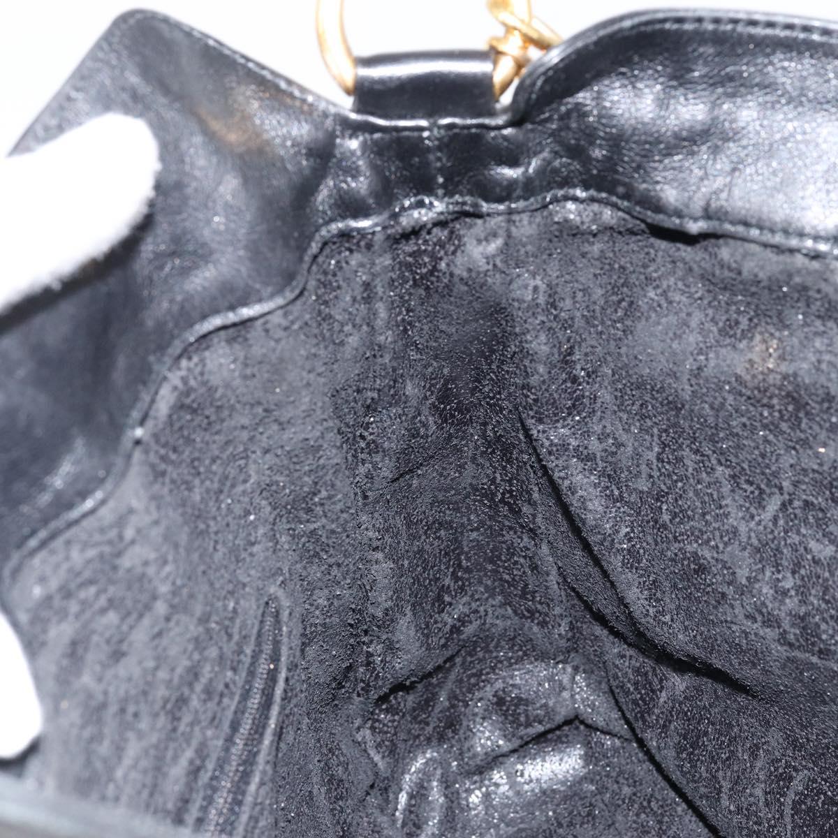 GUCCI Bamboo Shoulder Bag Leather 2way Black Gold 001 0166 1638 Auth 151017