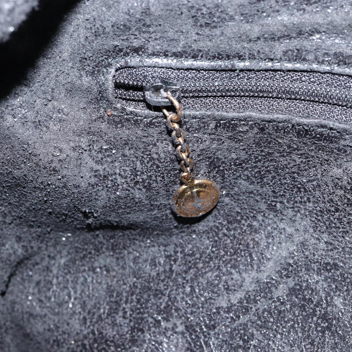 GUCCI Bamboo Shoulder Bag Leather 2way Black Gold 001 0166 1638 Auth 151017