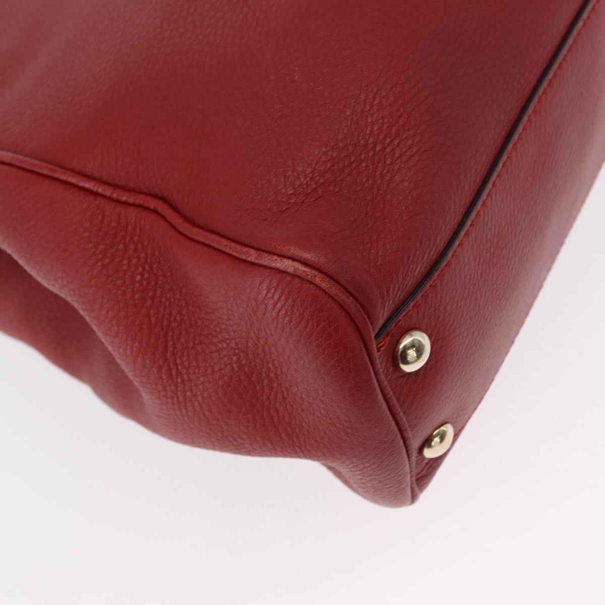 GUCCI Bamboo Hand Bag Leather 2way Red Gold 336032 Auth 151019